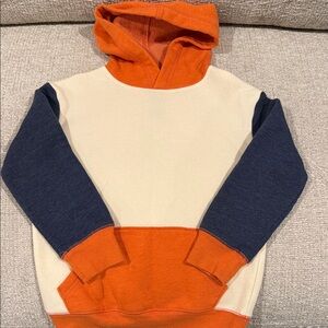 Kids Hooded Pullover - Cream, Orange & Navy